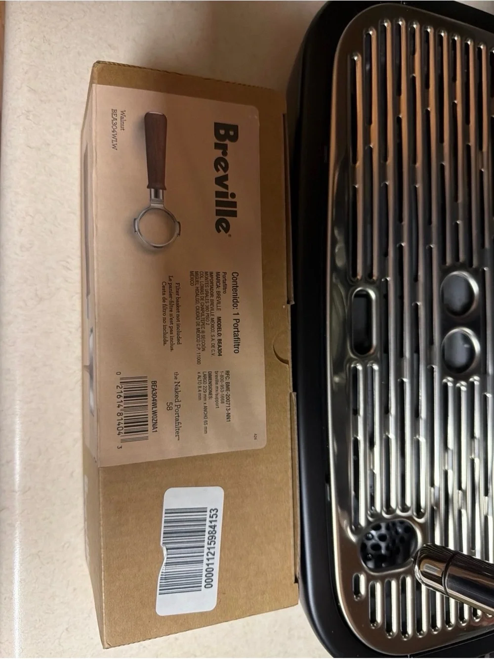 Breville Naked Portafilter 58 with Dark Wood Handle